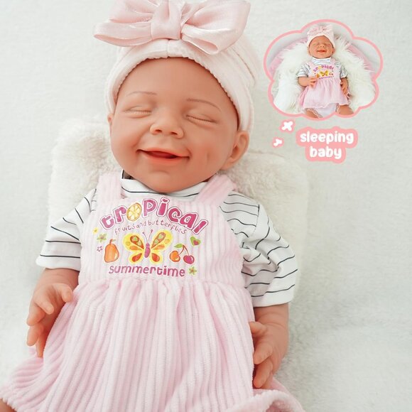 17.2in Full Silicone Non Vinyl Nude Reborn Baby Dolls BOY Sleeping Reborn Doll - Picture 5 of 7